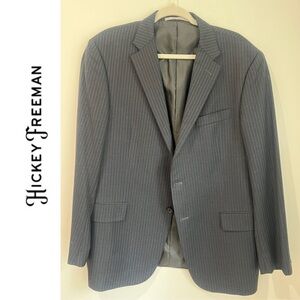 Hickey Freeman Wool Pin Stripe Suit Jacket Blazer 44R